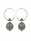 Traditional Green Stone Studded Filigree Jhumkas
