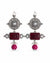 Antique Silver-Plated Tribal Geometric Drop Earrings